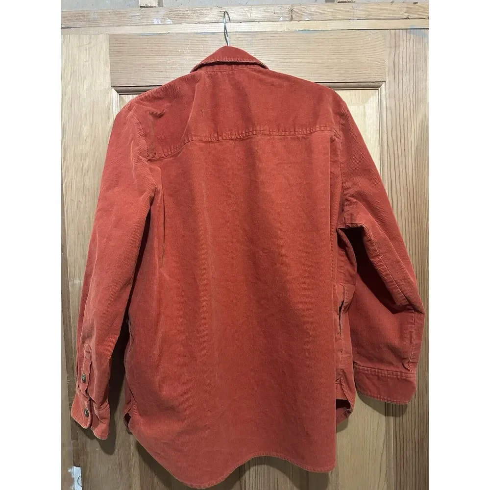 J. CREW Fcty Corduroy Burnt Orange Shirt Jacket Shaket Pockets Women's Large EUC